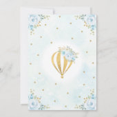 Hot Air Balloon Baby Shower Pastel Blue Floral Invitation (Back)