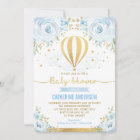 Hot Air Balloon Baby Shower Pastel Blue Floral
