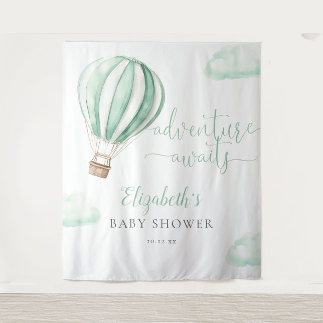 Hot Air Balloon Baby Shower Photo Backdrop (Front)