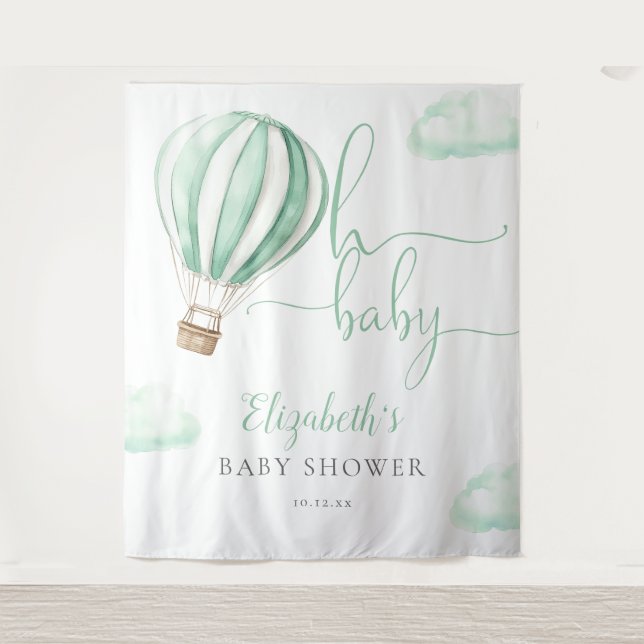 Hot Air Balloon Baby Shower Photo Backdrop (Front)