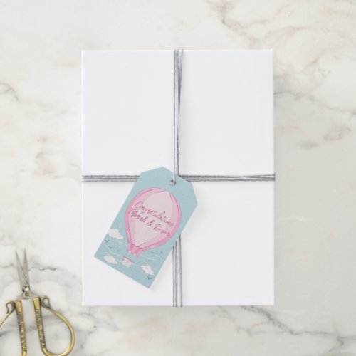 Hot Air Balloon Baby Shower Pink Gift Tags