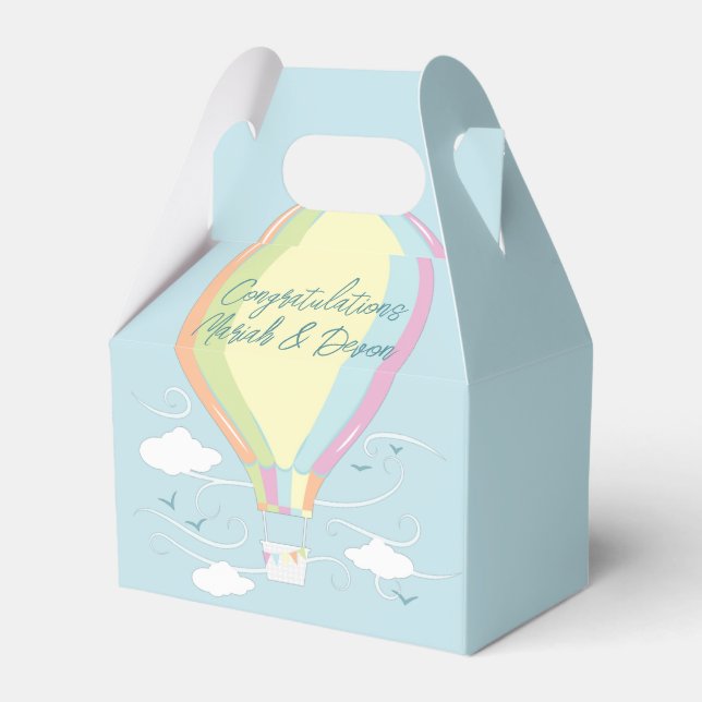Hot Air Balloon Baby Shower Rainbow Favor Boxes (Front Side)