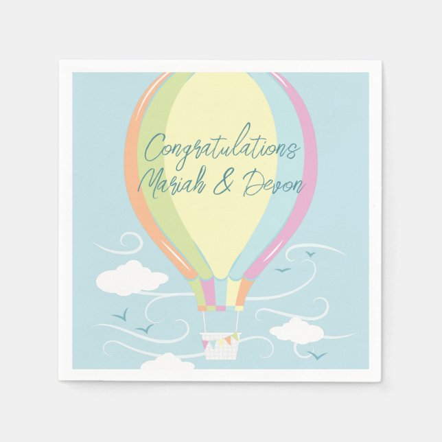 Hot Air Balloon Baby Shower Rainbow Napkins (Front)