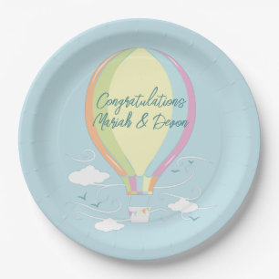 Hot Air Balloon Baby Shower Rainbow Paper Plates