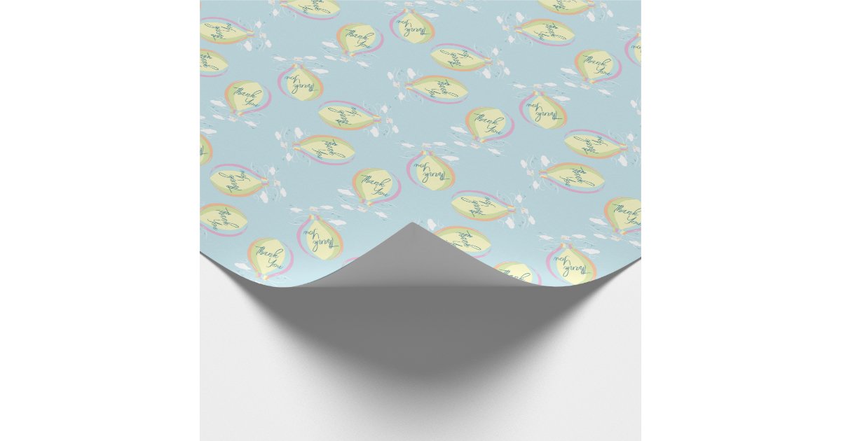 Girl Baby Shower Hot Air Balloons Florals Wrapping Paper Sheets, Zazzle