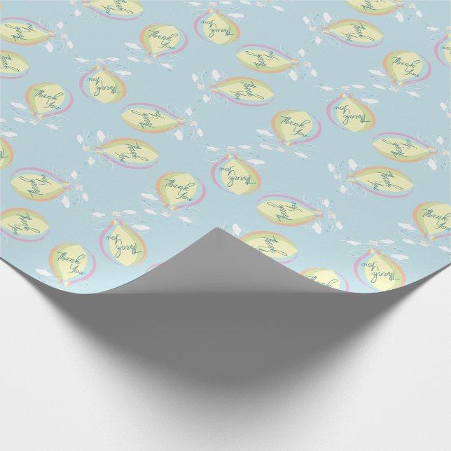 Hot Air Balloon Baby Shower Rainbow Thank You Wrapping Paper (Corner)