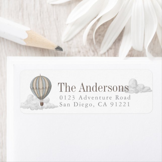 Hot Air Balloon Baby Shower Return Address Label (Insitu)