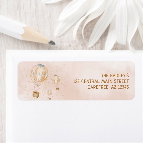 Hot Air Balloon Baby Shower Return Address Label