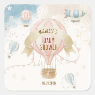 Hot Air Balloon Baby Shower Square Sticker