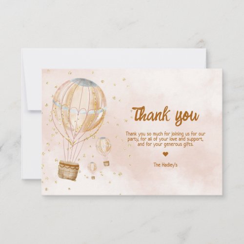Hot Air Balloon Baby Shower Thank You Card