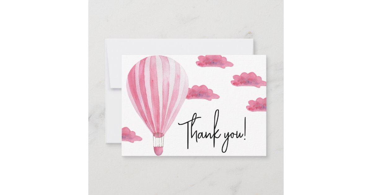 Hot air balloon baby shower thank you card | Zazzle