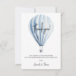 Hot air balloon baby shower thank you card