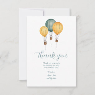 Hot Air Balloon Baby Shower Thank You Card