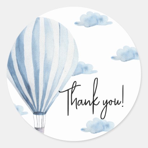 Hot air balloon baby shower thank you classic round sticker