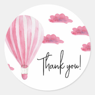 Hot air balloon baby shower thank you classic round sticker