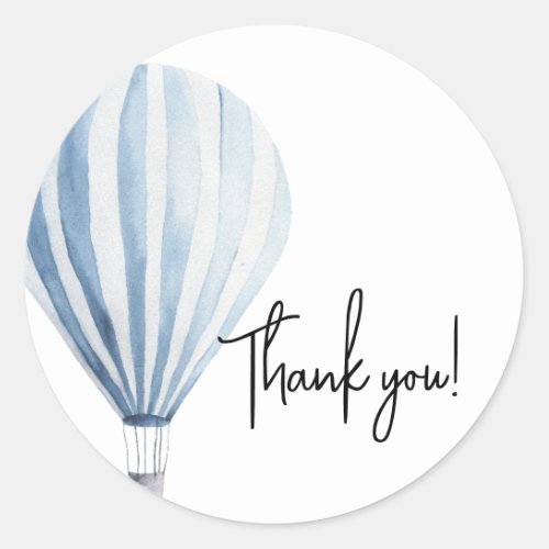 Hot air balloon baby shower thank you classic round sticker