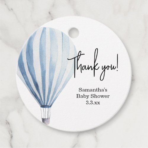 Hot air balloon _ baby shower thank you favor tags
