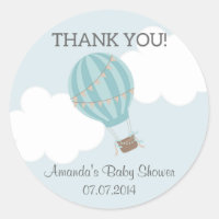 Hot Air Balloon Baby Shower Thank You Stickers