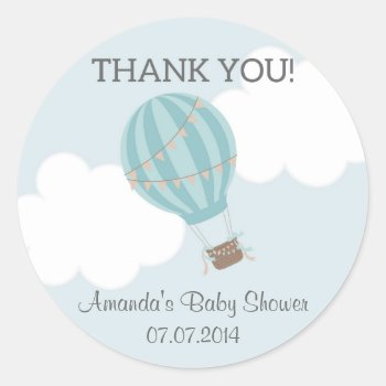 Hot Air Balloon Baby Shower Thank You Stickers by melanileestyle at Zazzle