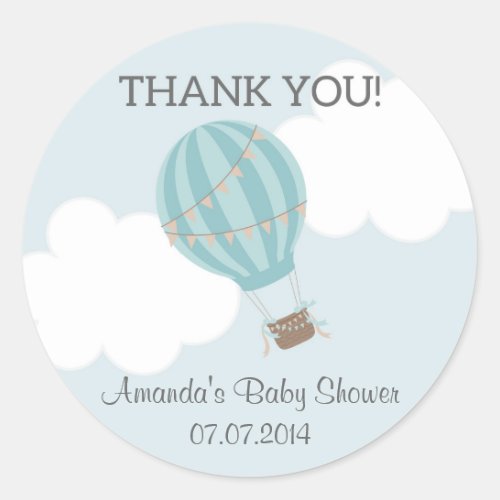 Hot Air Balloon Baby Shower Thank You Stickers