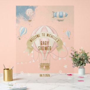Hot Air Balloon Baby Shower Welcome Acrylic Sign