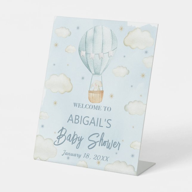 Hot air balloon Baby Shower, Welcome Pedestal Sign (Front)