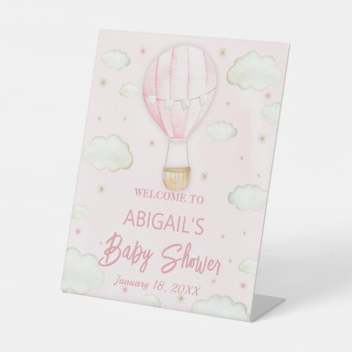 Hot air balloon Baby Shower Welcome Pedestal Sign