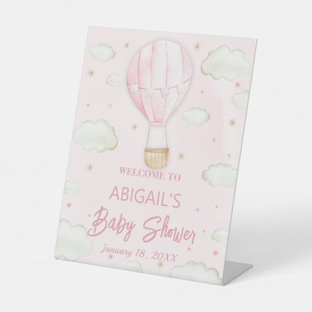 Hot air balloon Baby Shower, Welcome Pedestal Sign (Front)
