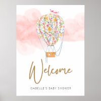 Hot Air Balloon Baby Shower Welcome  Poster