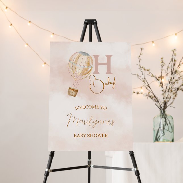 Hot Air Balloon Baby Shower Welcome Sign (In Situ (Stand))