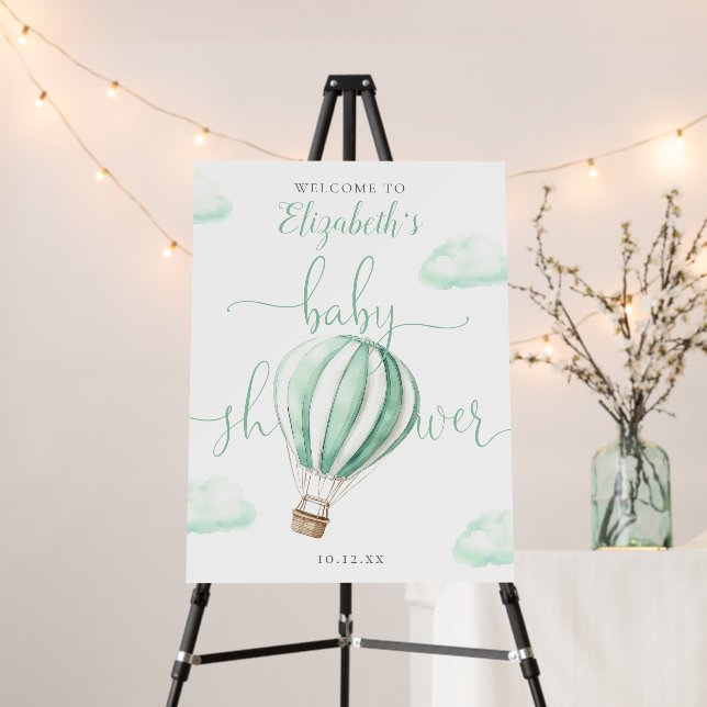 Hot Air Balloon Baby Shower Welcome Sign (In Situ (Stand))