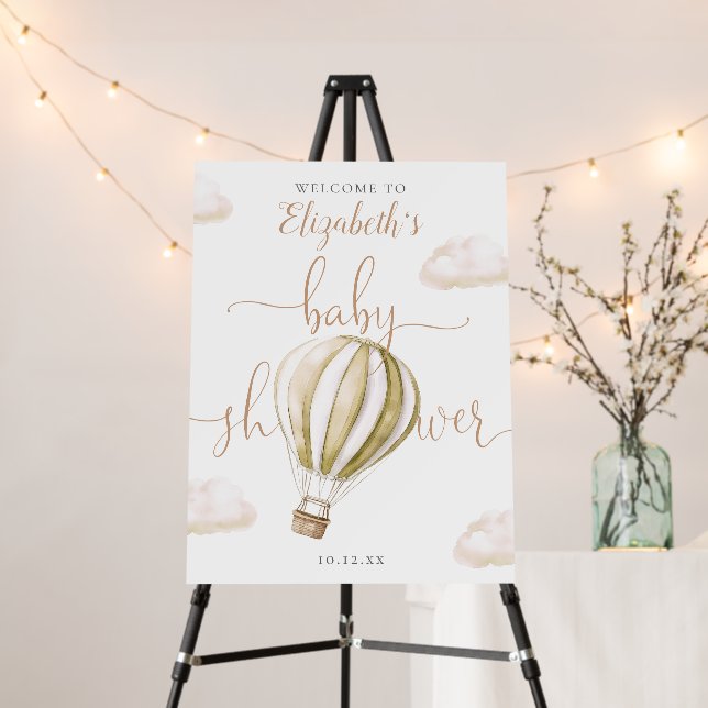 Hot Air Balloon Baby Shower Welcome Sign (In Situ (Stand))