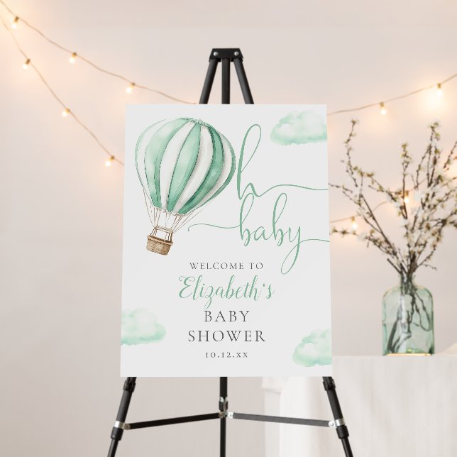 Hot Air Balloon Baby Shower Welcome Sign (In Situ (Stand))