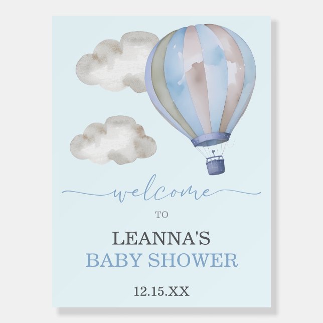 Hot Air Balloon Baby Shower Welcome Sign (Front)