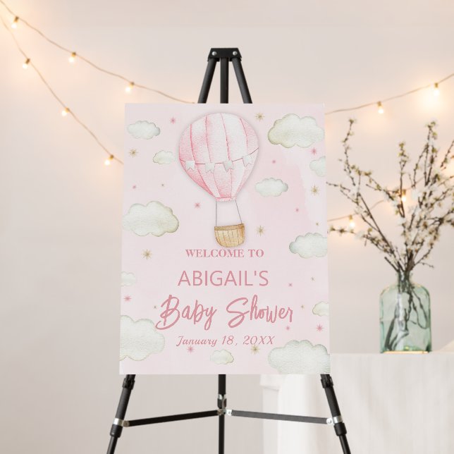 Hot air balloon Baby Shower Welcome Sign Foam Boar (In Situ (Stand))