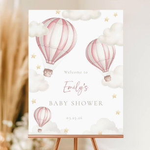 Hot Air Balloon Baby Shower Welcome Sign: Pink The Foam Board