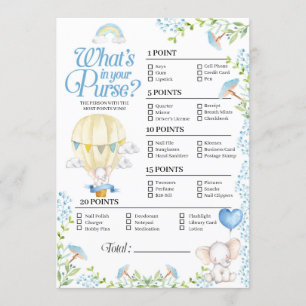 Hot Air Balloon Baby What's In Your Purse Game Invitation