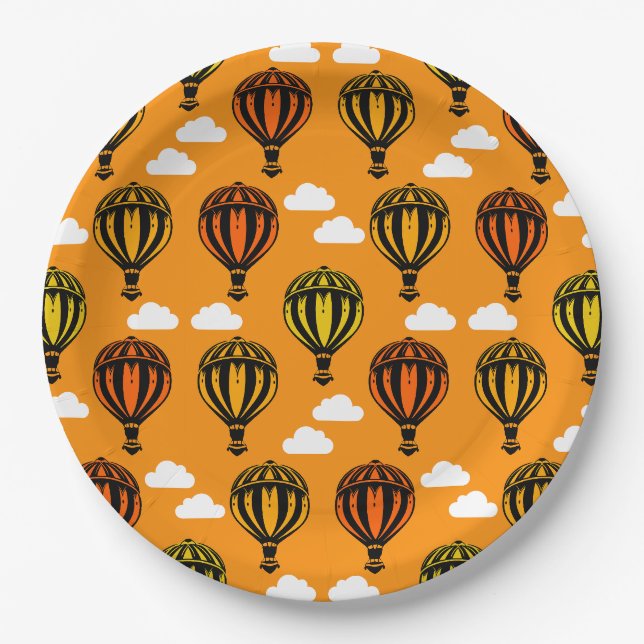 Hot Air Balloon Ballooning Patterned Paper Plates (Front)