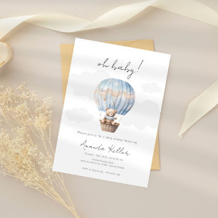 Hot Air Balloon Bear Baby Shower Invitation