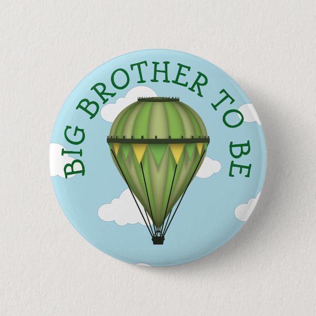 Hot Air Balloon Big Brother To Be Baby Shower Button (Front)