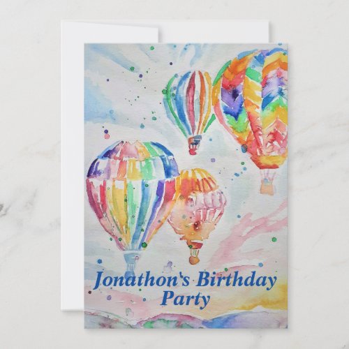 Hot Air Balloon Birthday Childs Boys Invitation