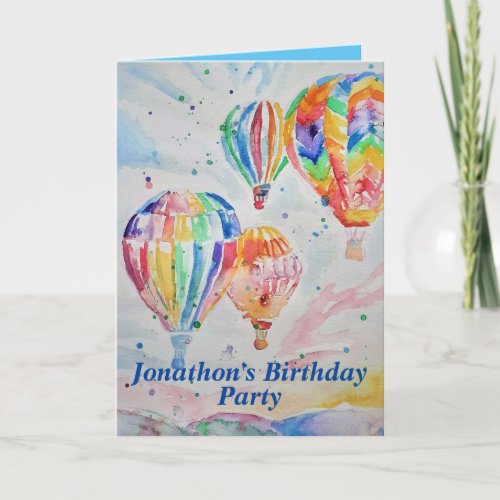 Hot Air Balloon Birthday Childs Boys Invitation