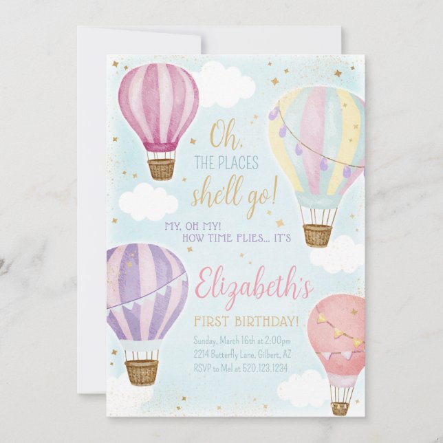 Hot Air Balloon Birthday Event Invitation (Front)