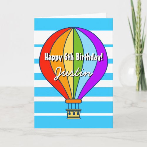 Hot air balloon Birthday greeting card for kids