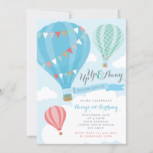 Hot Air Balloon Birthday Invitation