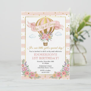 Hot Air Balloon Birthday Invitation, Up Up & Away Invitation