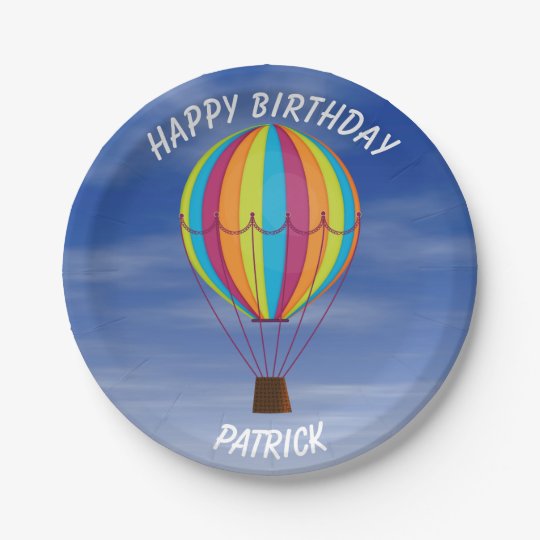 Hot Air Balloon Birthday Paper Plate