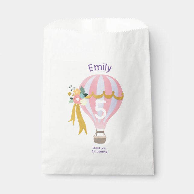Hot air balloon Birthday Party Favor Bags (Front)