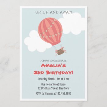 Hot Air Balloon Birthday Party Invitation by melanileestyle at Zazzle