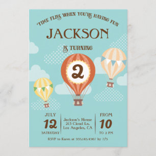 Hot Air Balloon Birthday Party Invitation